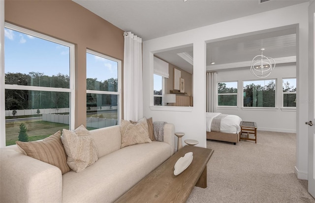 interior space with plenty of natural light and a chandelier