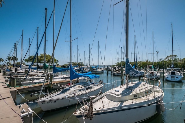 view of dock featuring a water view