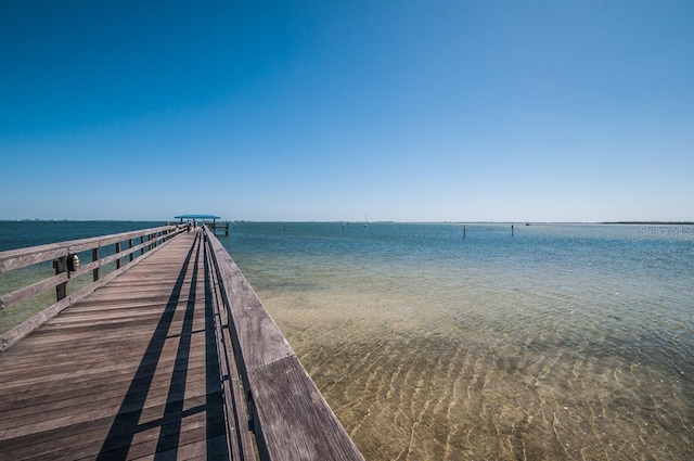 view of dock featuring a water view