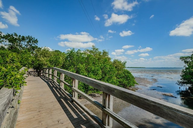 exterior space featuring a water view