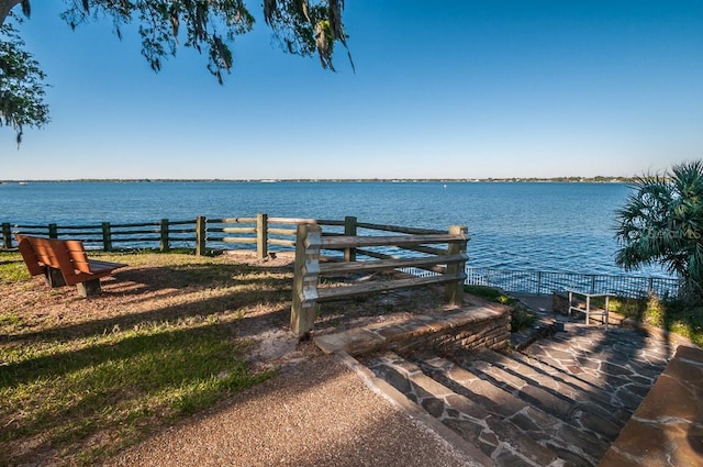 dock area featuring a water view