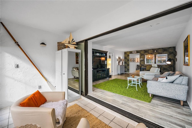 view of tiled living room