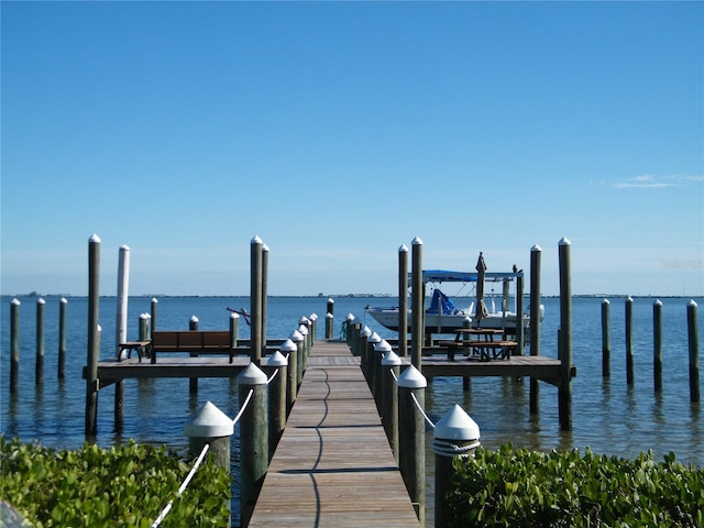 view of dock featuring a water view