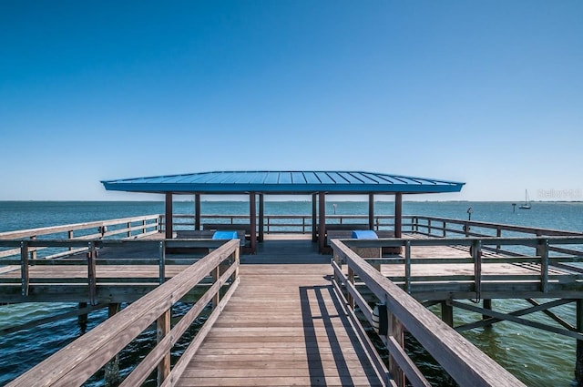 view of dock featuring a water view