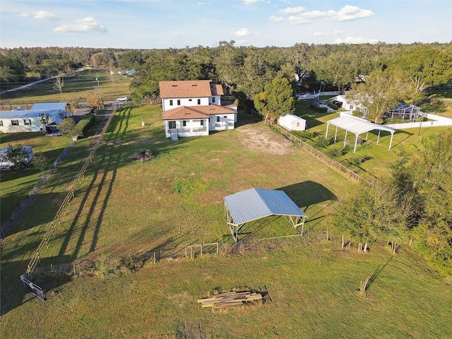 aerial view featuring a rural view