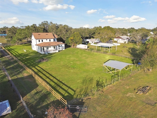 bird's eye view with a rural view