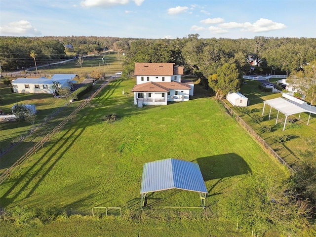 bird's eye view featuring a rural view