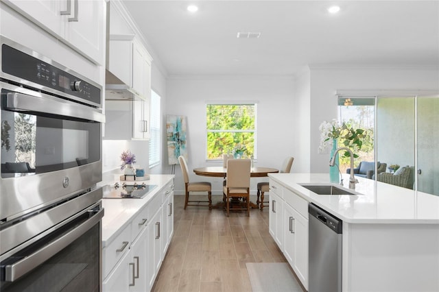 kitchen featuring white cabinetry, stainless steel appliances, and sink