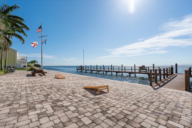 view of dock featuring a water view