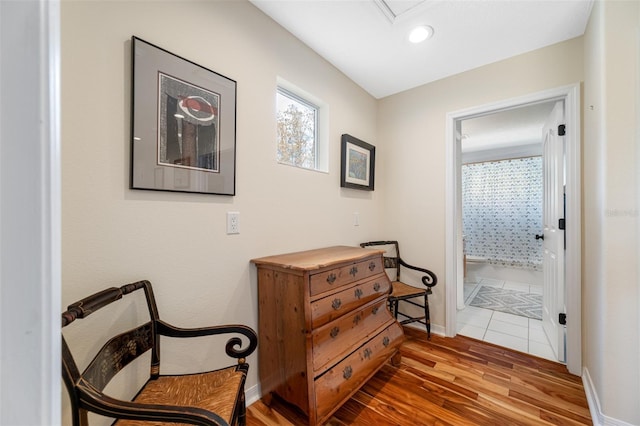 sitting room featuring hardwood / wood-style flooring