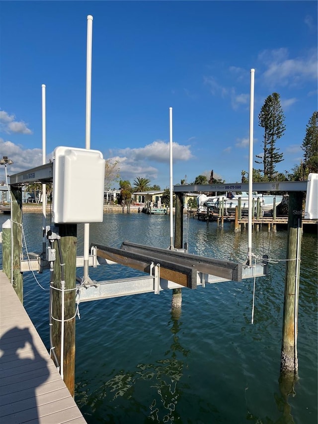 dock area featuring a water view