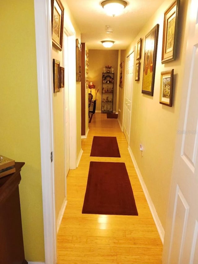 corridor with hardwood / wood-style floors