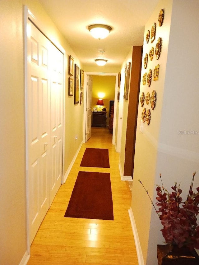 hall with light hardwood / wood-style floors