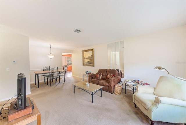 living room with carpet floors