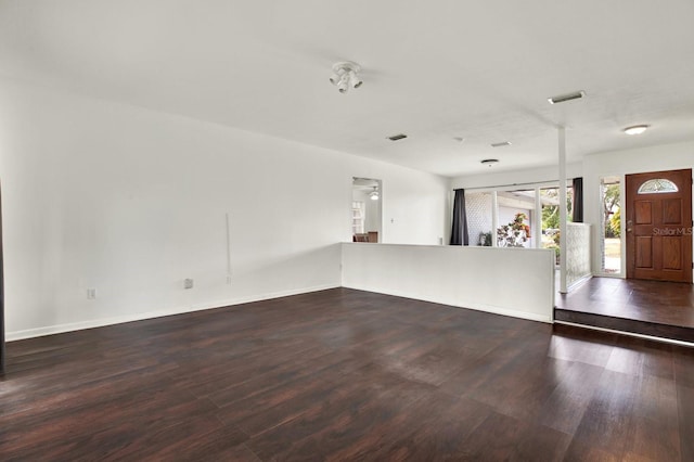 unfurnished living room featuring dark hardwood / wood-style floors