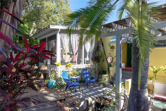 view of patio / terrace featuring a pergola