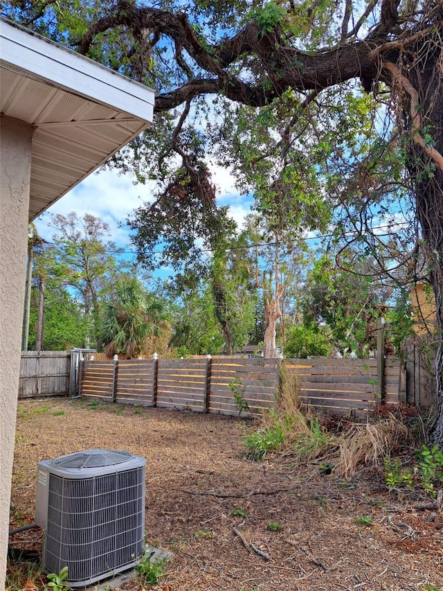 view of yard featuring central air condition unit