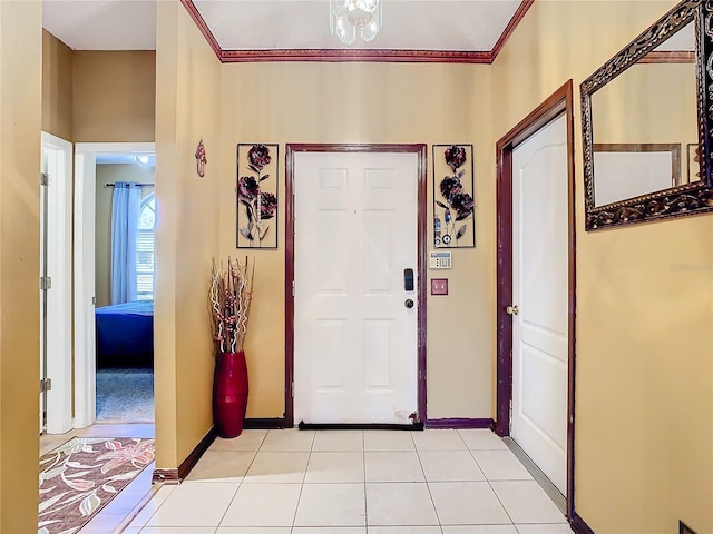 entrance foyer featuring light tile patterned floors