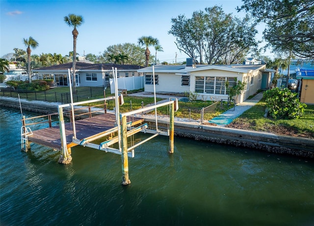 dock area featuring a water view