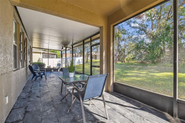 view of unfurnished sunroom