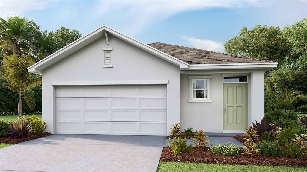 ranch-style house featuring a garage