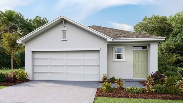 ranch-style house featuring a garage