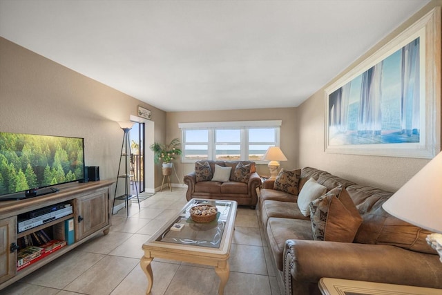 view of tiled living room