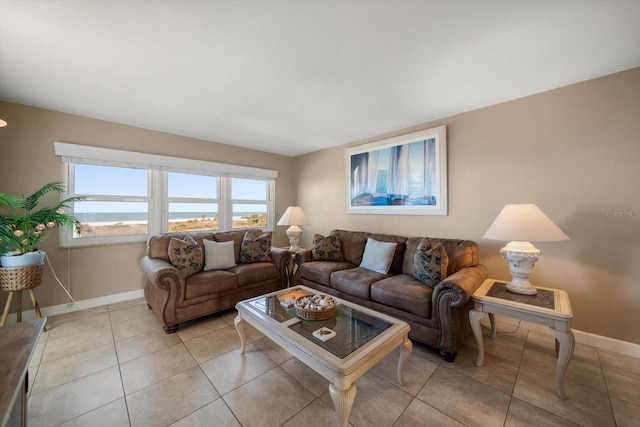 view of tiled living room