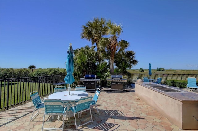 view of patio with a grill