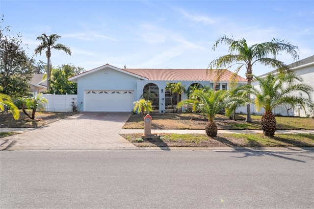 view of front of house with a garage