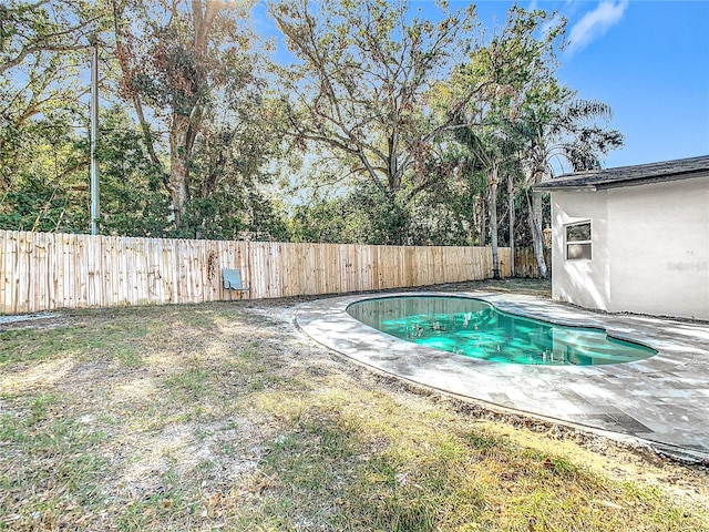 view of swimming pool with a patio area