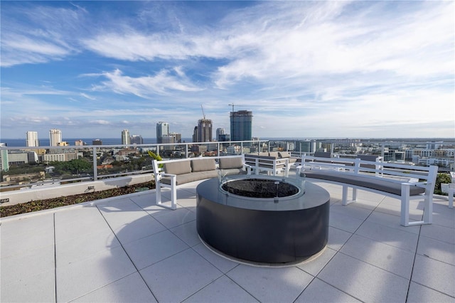 view of patio featuring a fire pit