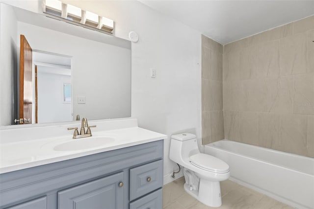 full bath with vanity, toilet, and bathtub / shower combination