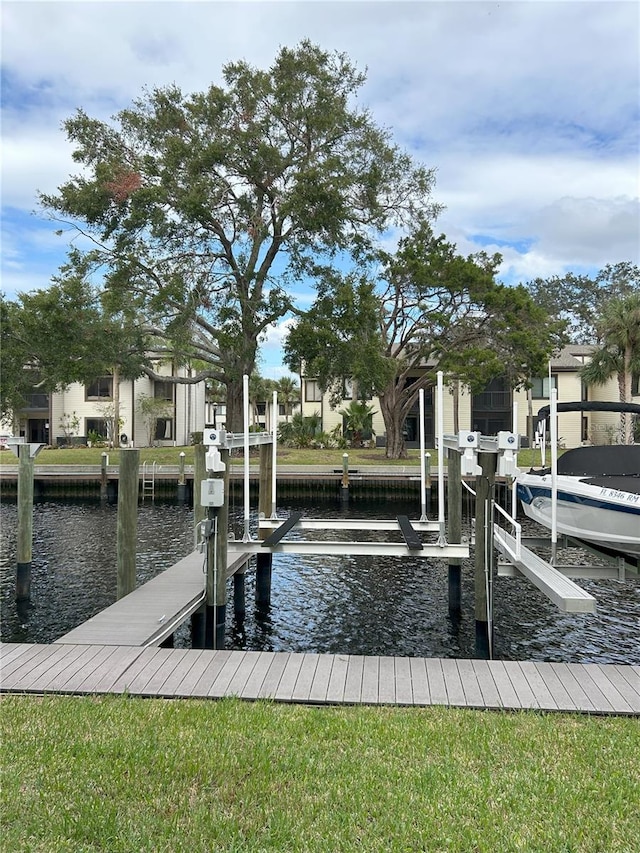 dock area featuring a water view