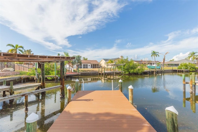 view of dock featuring a water view