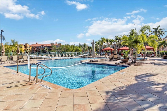 view of pool featuring a patio area