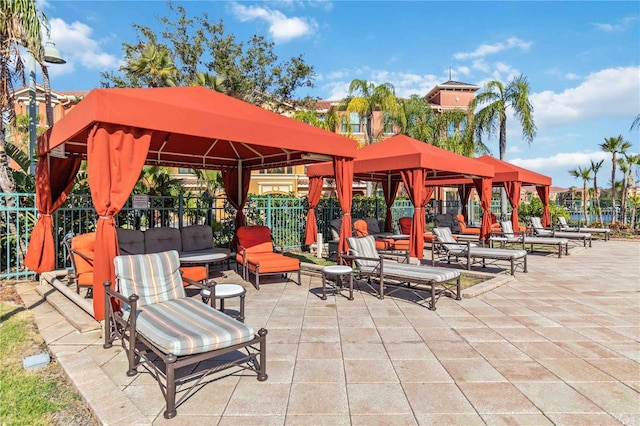 view of patio / terrace with a gazebo