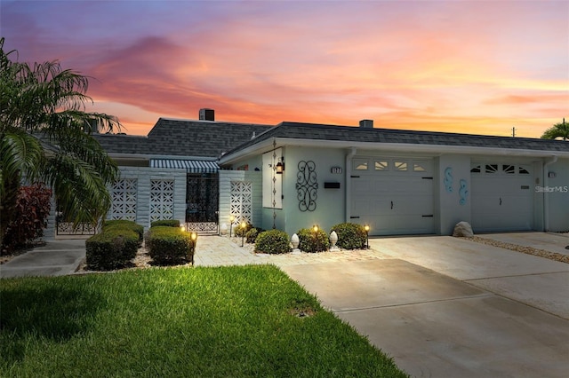 view of front of house with a garage