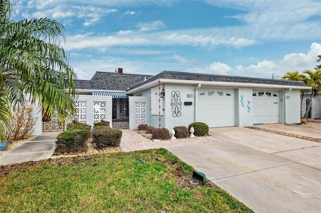 ranch-style home with a garage