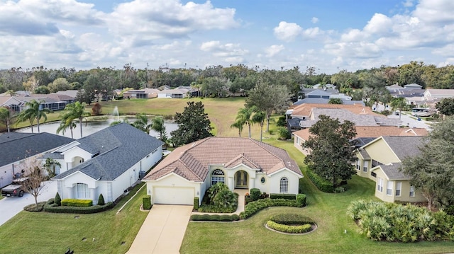 bird's eye view featuring a water view