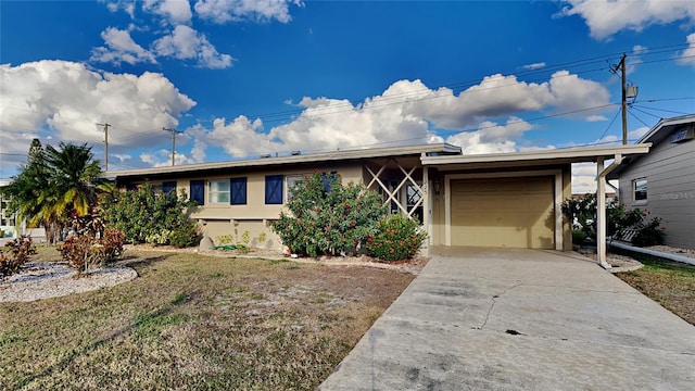 single story home with a garage