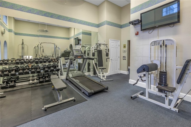 501 Knights Run Ave Unit 2308, Tampa, FL 33602 - workout area with a towering ceiling