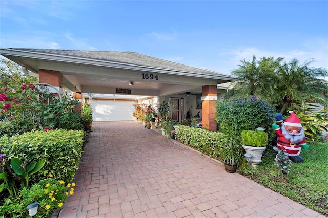 exterior space featuring a garage