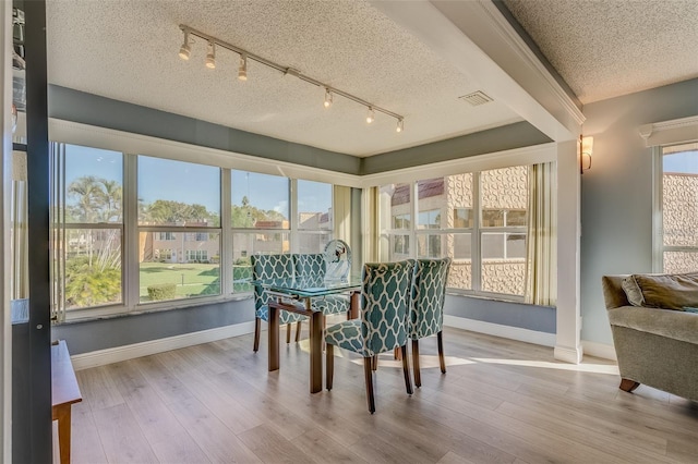 sunroom / solarium with rail lighting