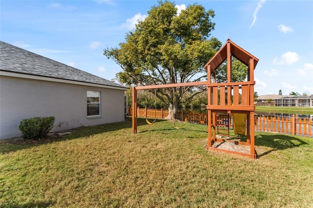 view of yard with a playground