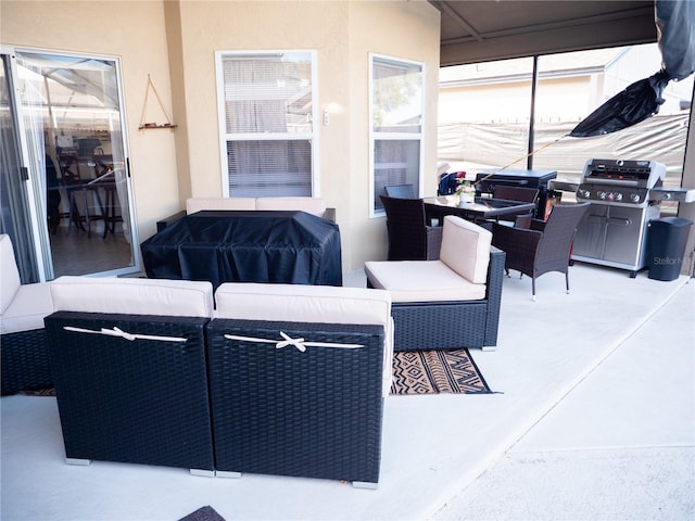 view of patio featuring an outdoor hangout area and area for grilling