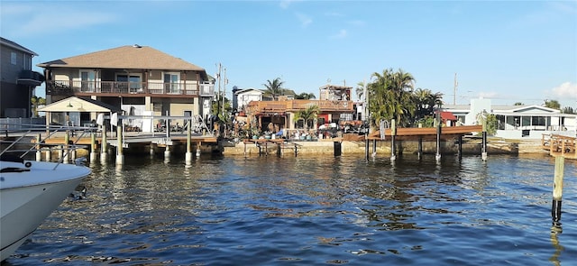 dock area featuring a water view