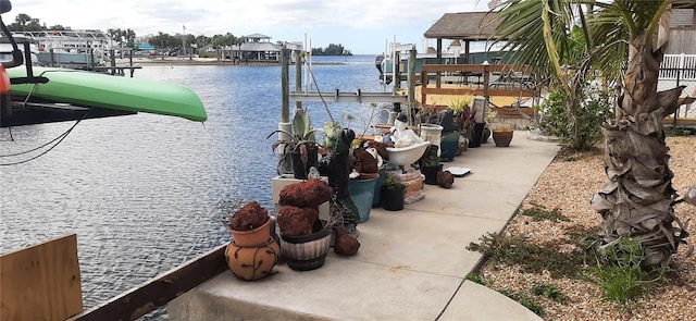 view of dock featuring a water view