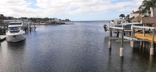 dock area featuring a water view