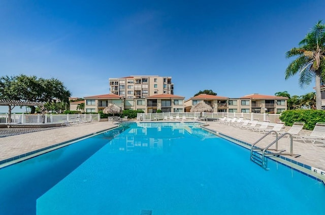 view of pool featuring a patio